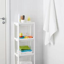 Vesken Beyaz 4 Katlı Banyo Raf Ünitesi Havluluk Düzenleyici Bölmeli Toparlayıcı Mutfak Rafı