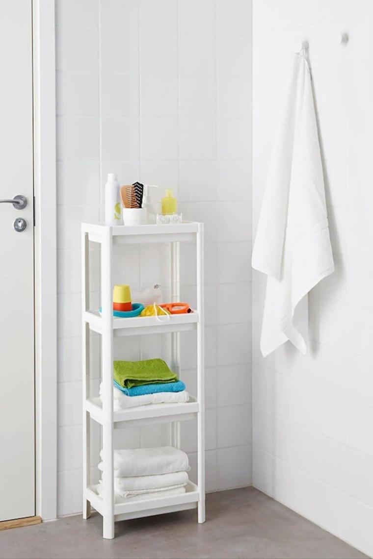 Vesken Beyaz 4 Katlı Banyo Raf Ünitesi Havluluk Düzenleyici Bölmeli Toparlayıcı Mutfak Rafı