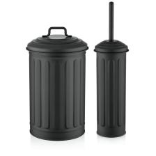 Galvaniz 2'li Çöp Kovası Tuvalet Fırçası Banyo Seti Siyah Glv0644