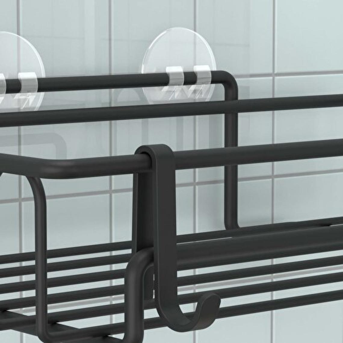Teknotel Yapışkanlı Kancalı Banyo Rafı Mat Siyah 2 Adet ST242H