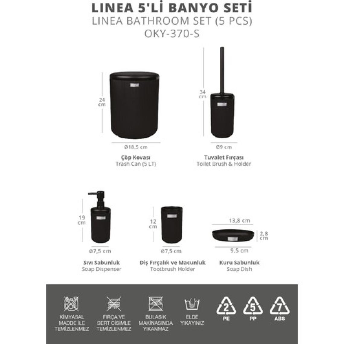 Okyanus Home Linea Siyah Çizgili Yuvarlak Banyo Seti
