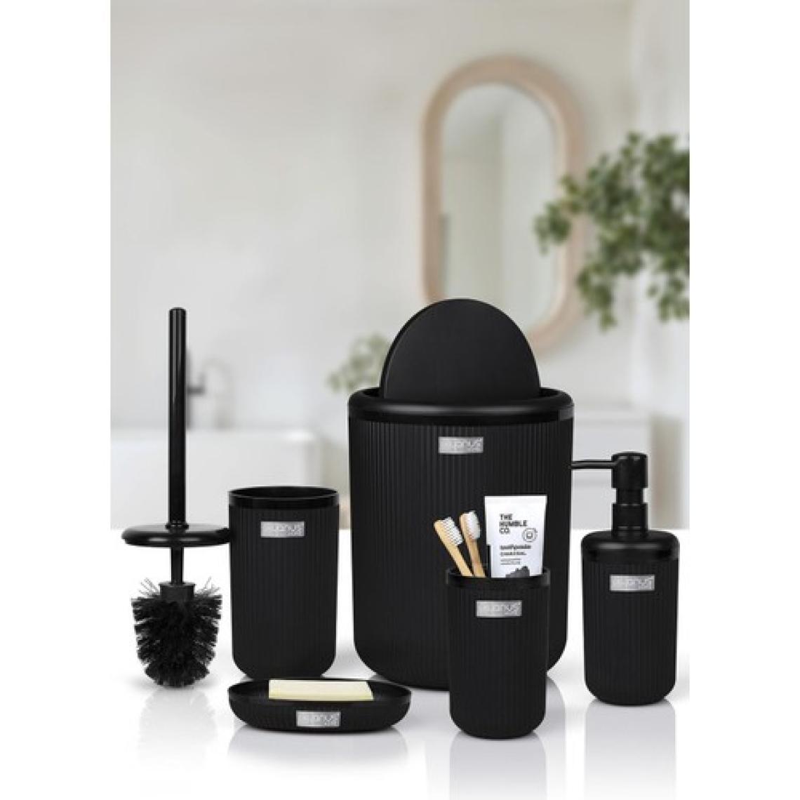 Okyanus Home Linea Siyah Çizgili Yuvarlak Banyo Seti