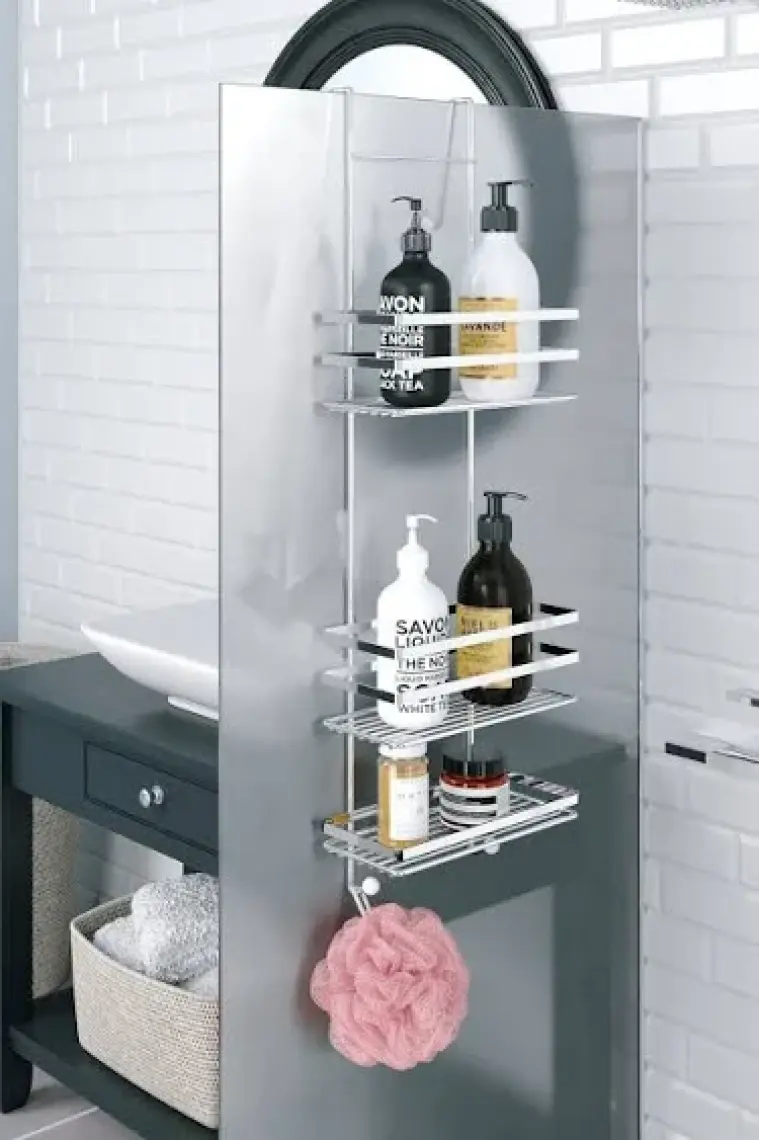 Üç Katlı Asmalı Banyo Duş Rafı Krom Lm580