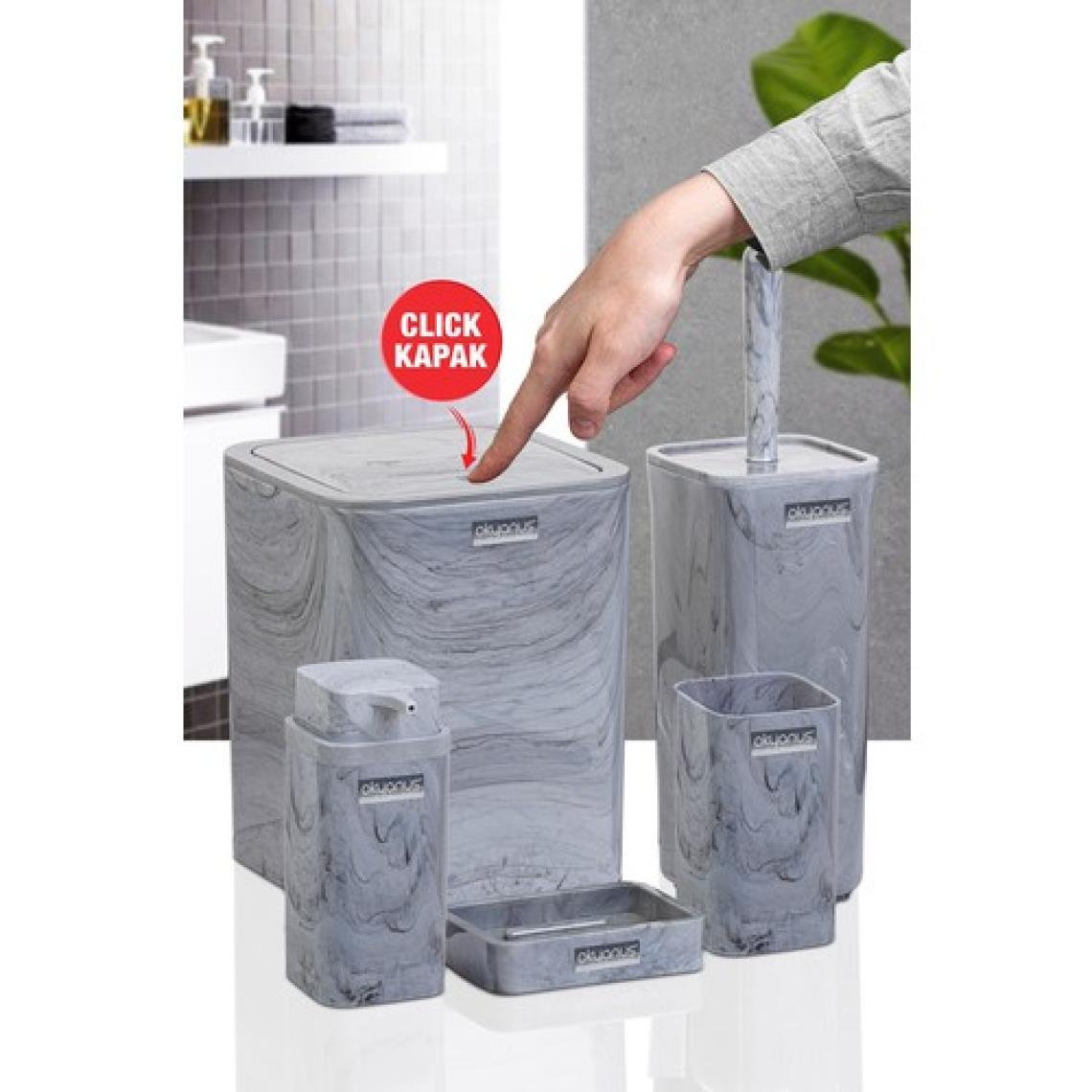 Okyanus Home Kare Mermer Desenli 5'li Banyo Seti