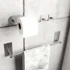 Zift Unique Paslanmaz Çelik Yapışkanlı Banyo Aksesuar Seti-Havluluk-Tuvalet Kağıdı Askısı-Bornoz Askılığı
