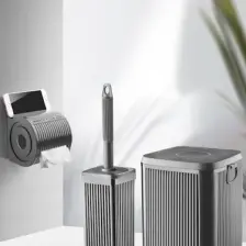 Sas Haus Çöp Kovası Tuvalet Fırçası Wc Kağıtlığı Fırça Banyo Seti Gri 3013
