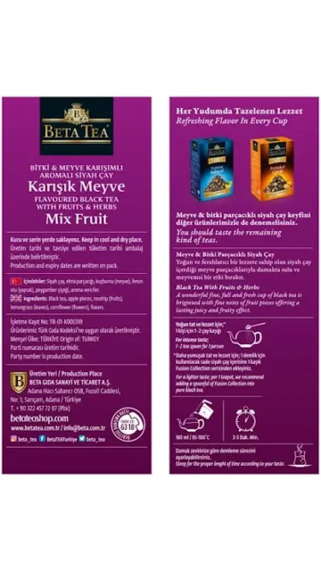 Beta Fusion Karışık Meyve Çayı 75 Gr