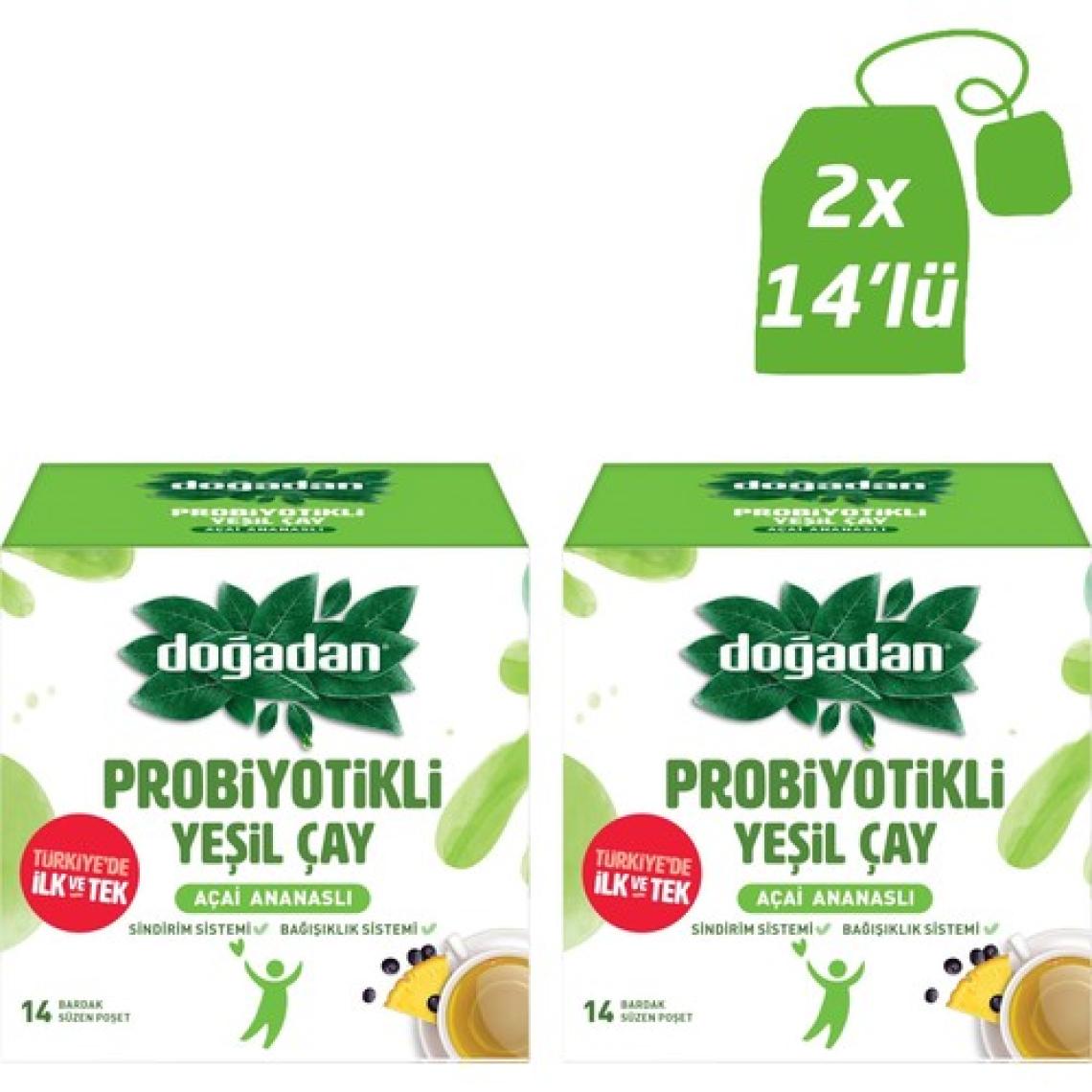 Doğadan Probiyotikli Yeşil Çay Açai Ananas 2 x 14'lü