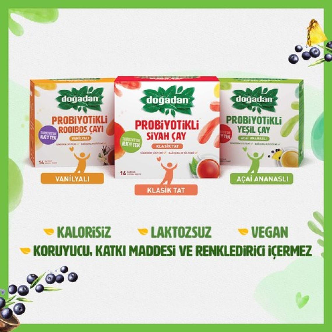 Doğadan Probiyotikli Yeşil Çay Açai Ananas 2 x 14'lü
