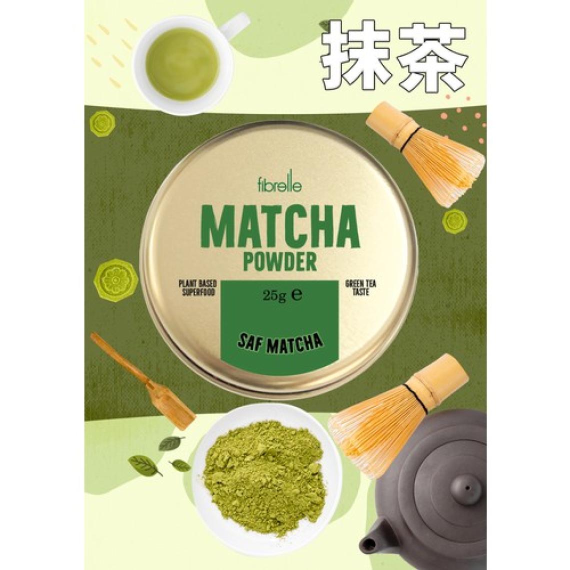 Fibrelle Matcha Saf  25 gr ( Aromasız ) Teneke Kutu