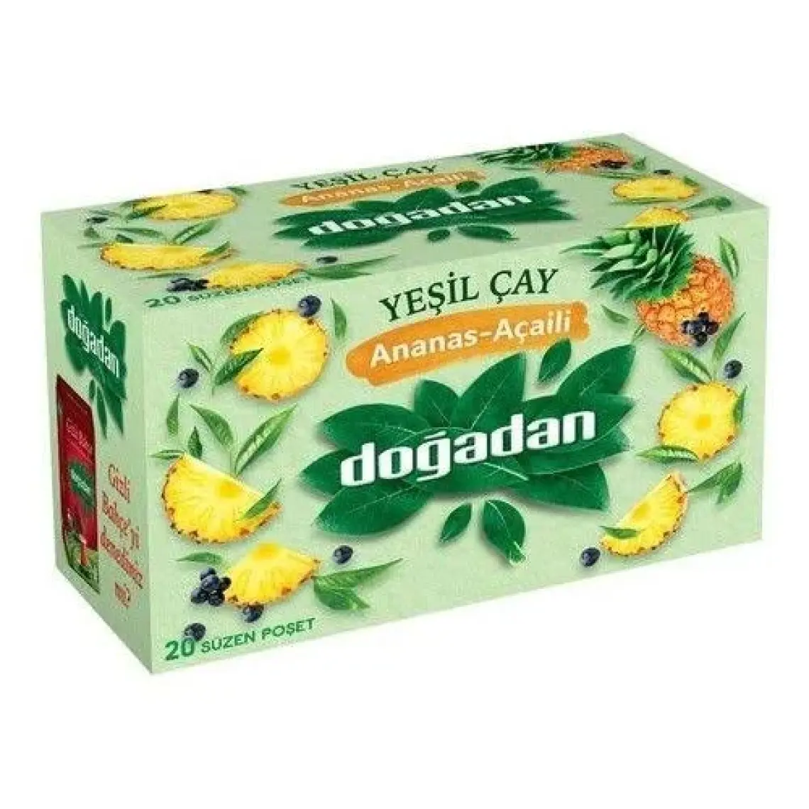 Doğadan Yeşil Çay Ananas – Açaili 20’li Bardak Poşet x 3
