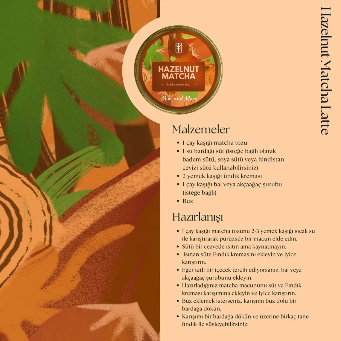 Mim and More Hazelnut Matcha - Fındık Aromalı Matcha, 25 Gr