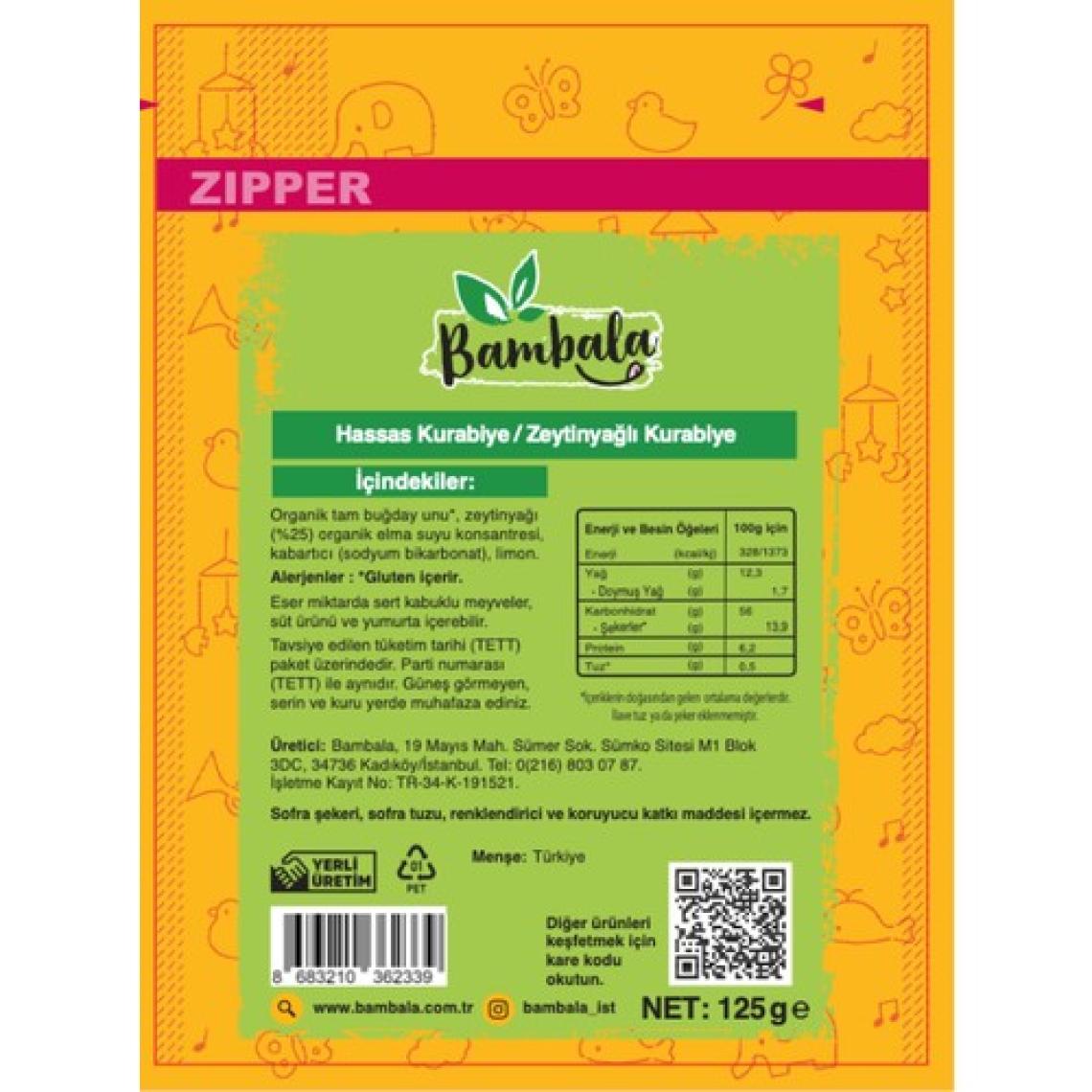 Bambala Bebekler için Organik Tam Buğday Unu ve Meyve İçeren Hassas Kurabiye 125 gr (12 Aydan İtibaren)