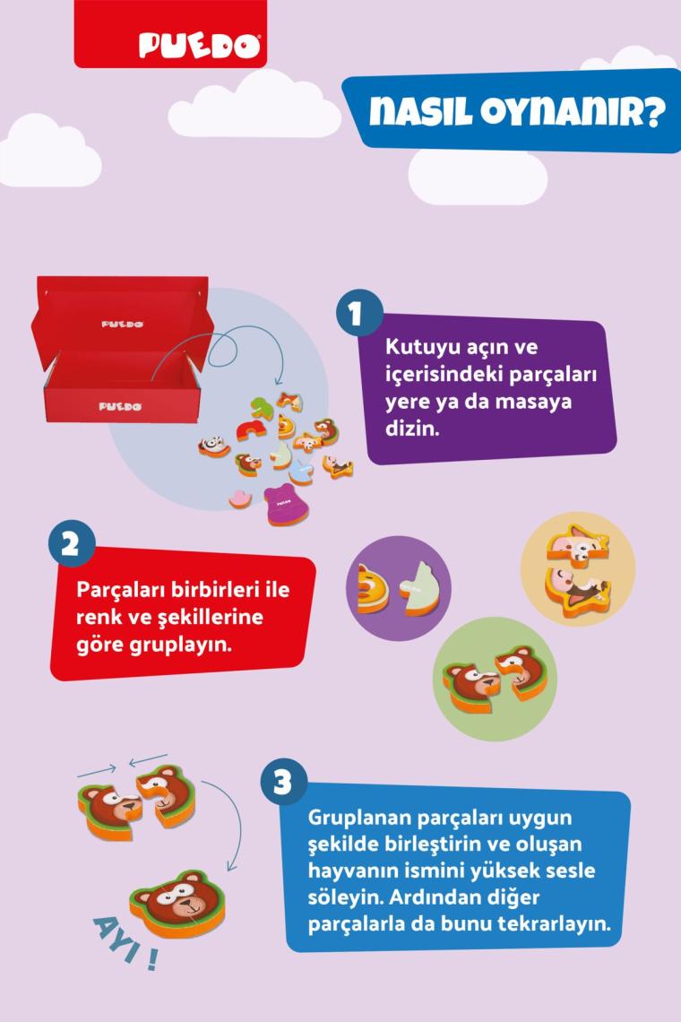 Puedo Bebek Puzzle - Hayvanlar