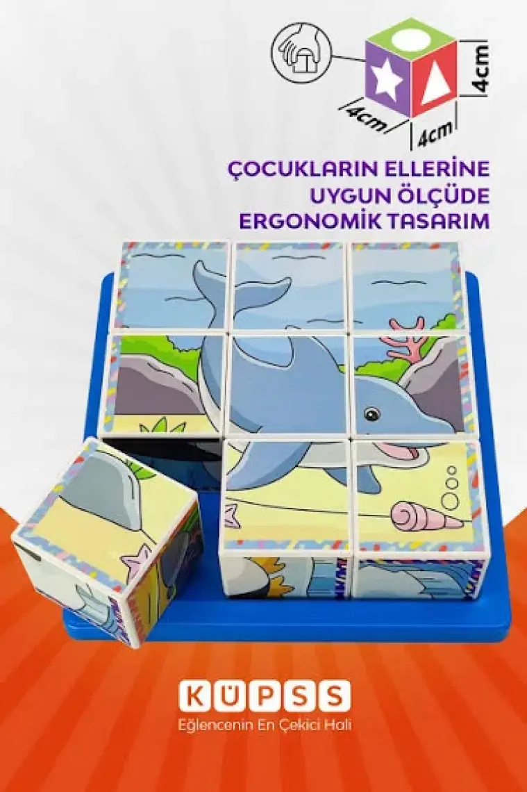 Küpss Deniz Hayvanları Yapboz - 9 Küp 6 Puzzle