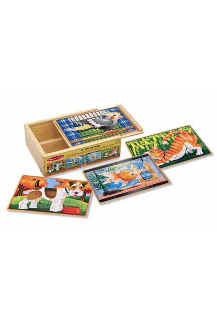 Melissa&Doug Ahşap 12X4 Yapboz Seti - Evcil Hayvanlar /