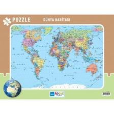Blue Focus Dünya Haritası Frame Puzzle 72 Parça