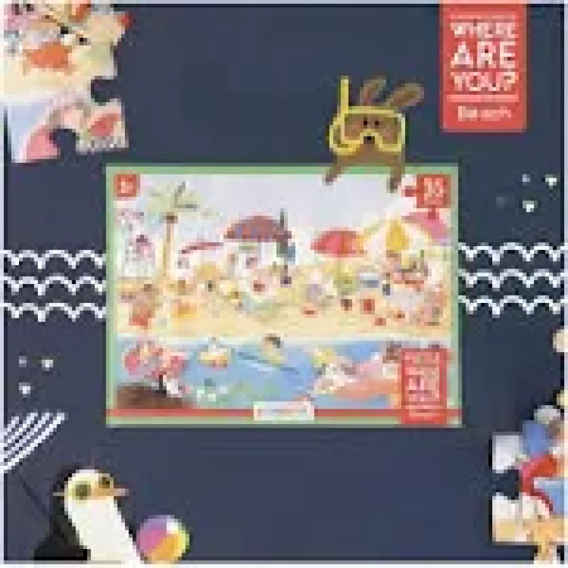 3 Yaş Üzeri Çocuklar Için Eğitici Ve Öğretici Puzzle 35 Parça Yapboz - Neredesin - Plaj Teması
