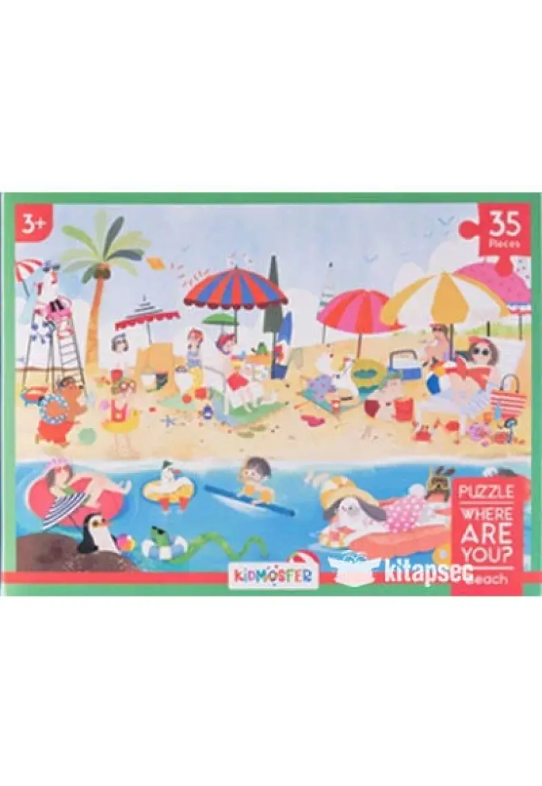 3 Yaş Üzeri Çocuklar Için Eğitici Ve Öğretici Puzzle 35 Parça Yapboz - Neredesin - Plaj Teması
