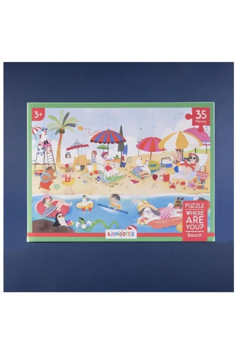 3 Yaş Üzeri Çocuklar Için Eğitici Ve Öğretici Puzzle 35 Parça Yapboz - Neredesin - Plaj Teması