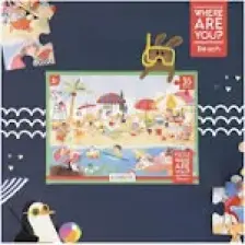 3 Yaş Üzeri Çocuklar Için Eğitici Ve Öğretici Puzzle 35 Parça Yapboz - Neredesin - Plaj Teması