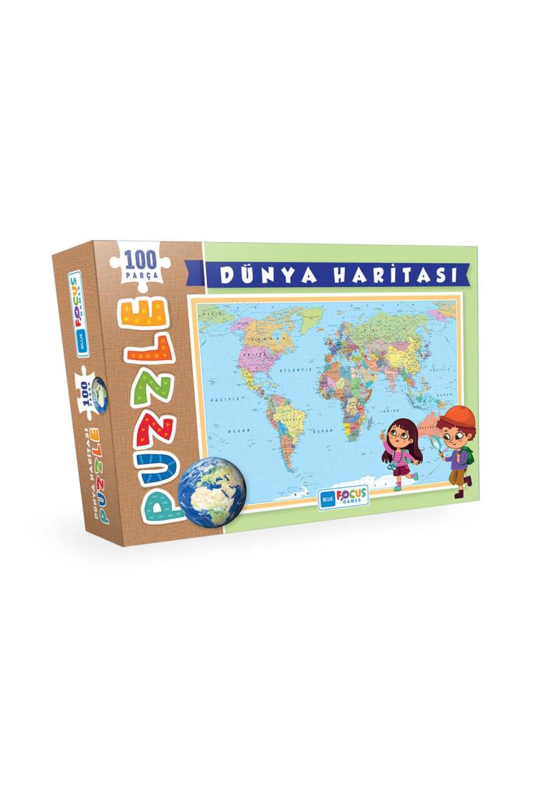 100 Parça Puzzle - Dünya Haritası Puzzle