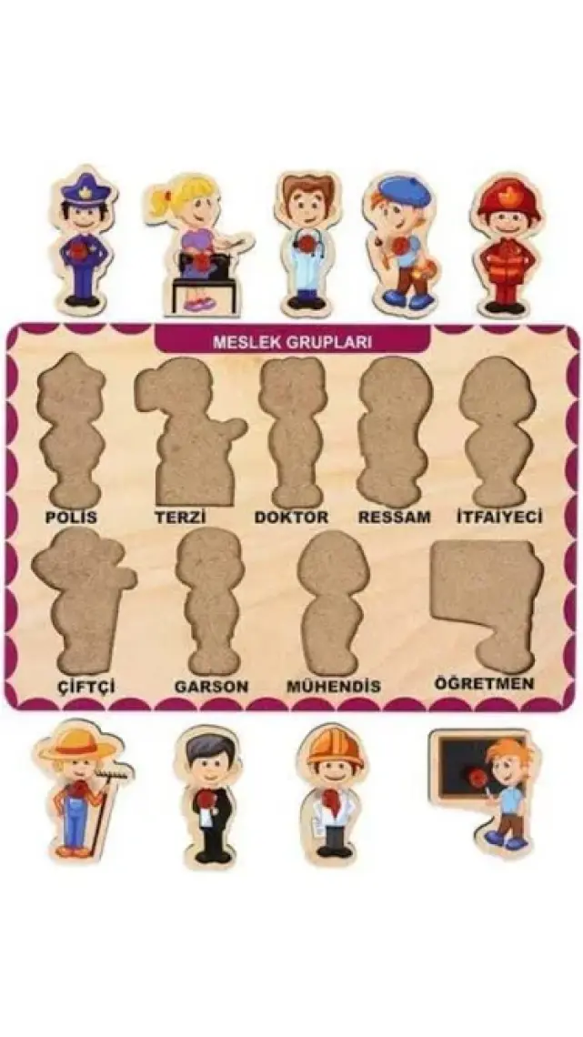 4 Adet Ahşap Bul Tak Eğitici Yapboz Puzzle Seti 1