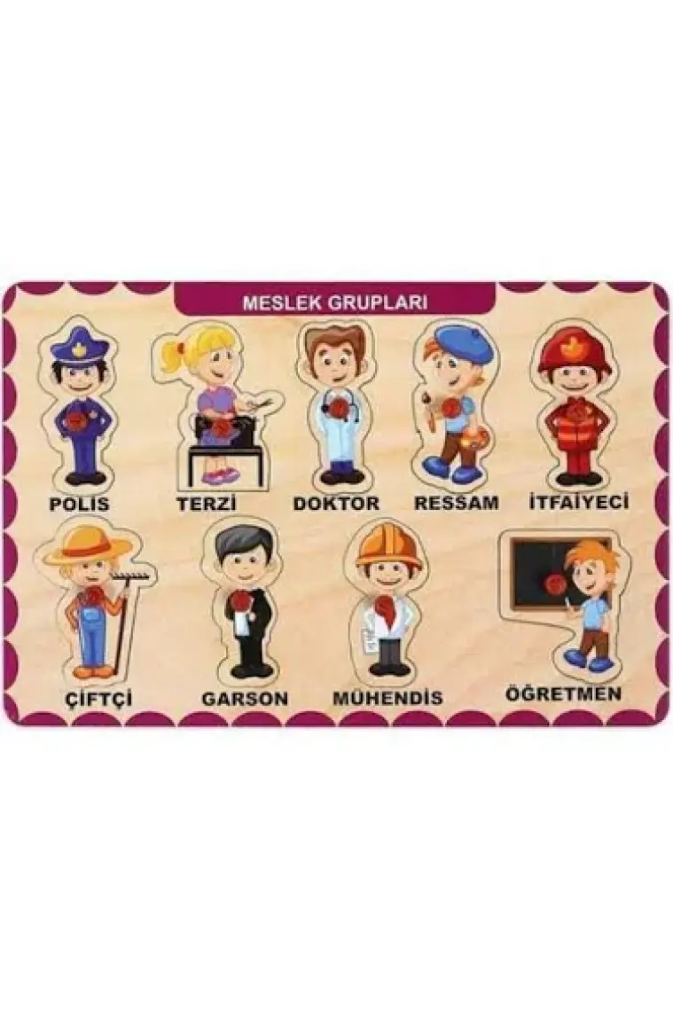 4 Adet Ahşap Bul Tak Eğitici Yapboz Puzzle Seti 1