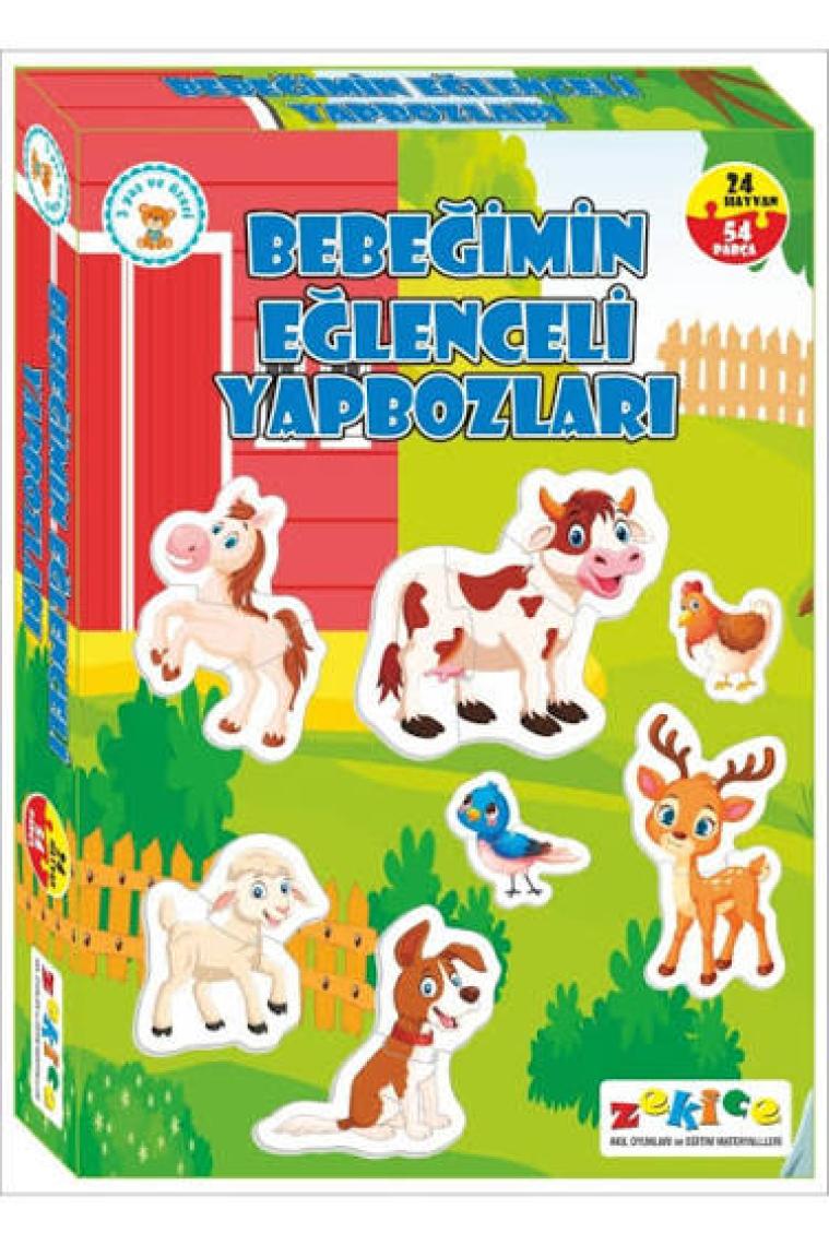 Zekice Baby Puzzle Bebeğimin Eğlenceli Yapbozları 24 Hayvan 55 Parça (Ekstra Parçalarla Sizlerle)