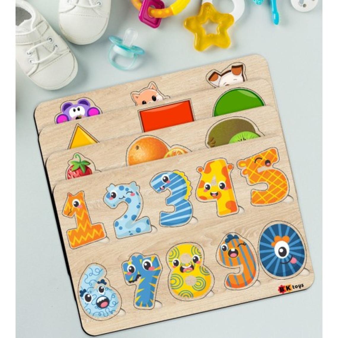 Bk Toys Çocuklar Için 4’lü Ahşap Figürlü Eğitici-Öğretici Yapboz Puzzle-1
