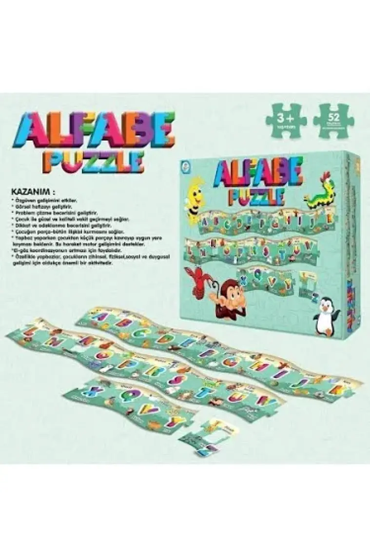 Eğitici 2 Metre Alfabe Puzzle Seti 52 Parça