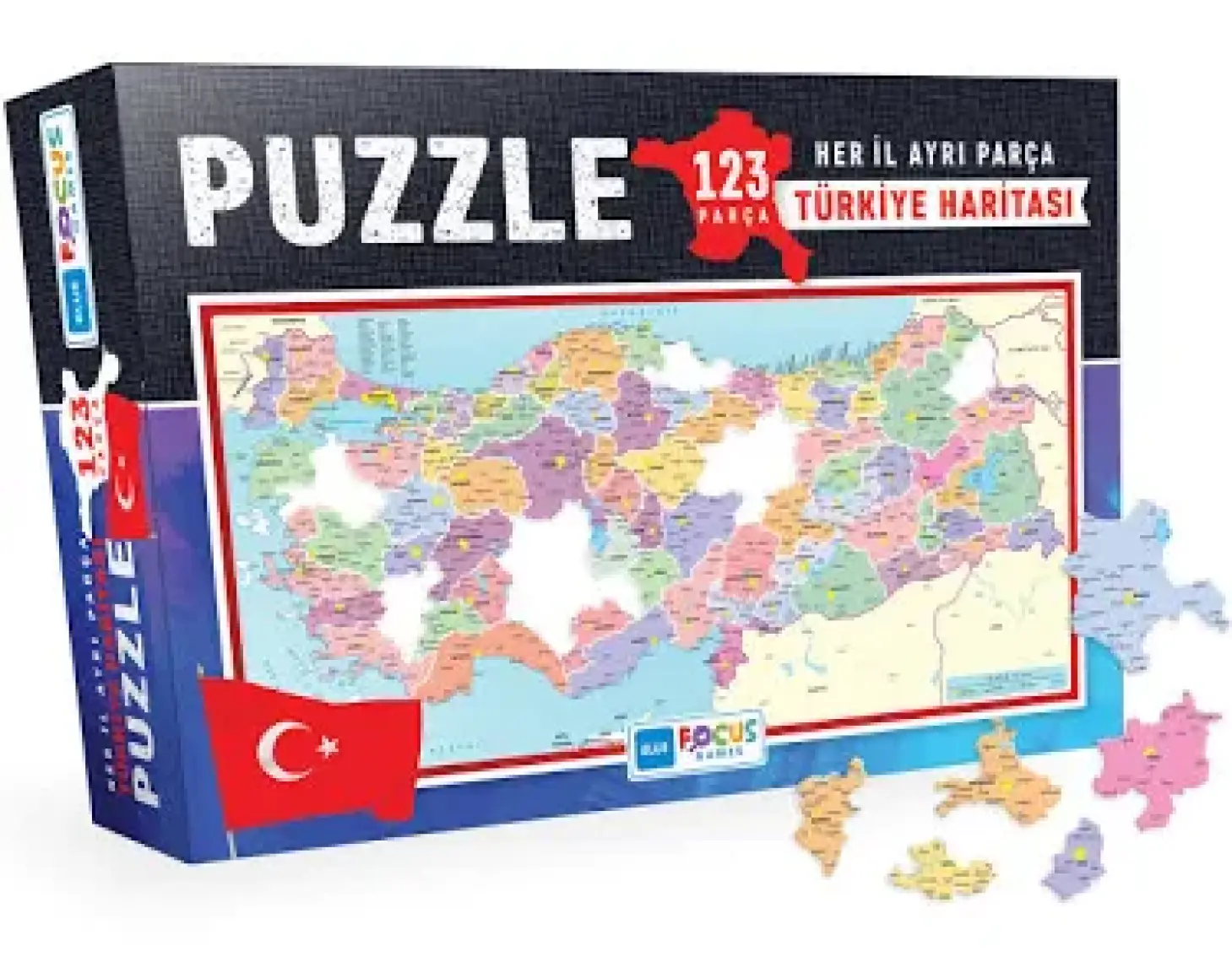 Blue Focus 123 Parça Türkiye Haritası İl Şekilli