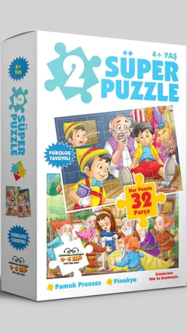 0-6 Yaş Yayınları 2 Süper Puzzle - Pamuk Prenses + Pinokyo