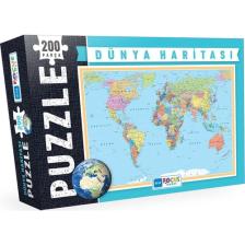 Blue Focus Dünya Haritası 200 Parça Puzzle
