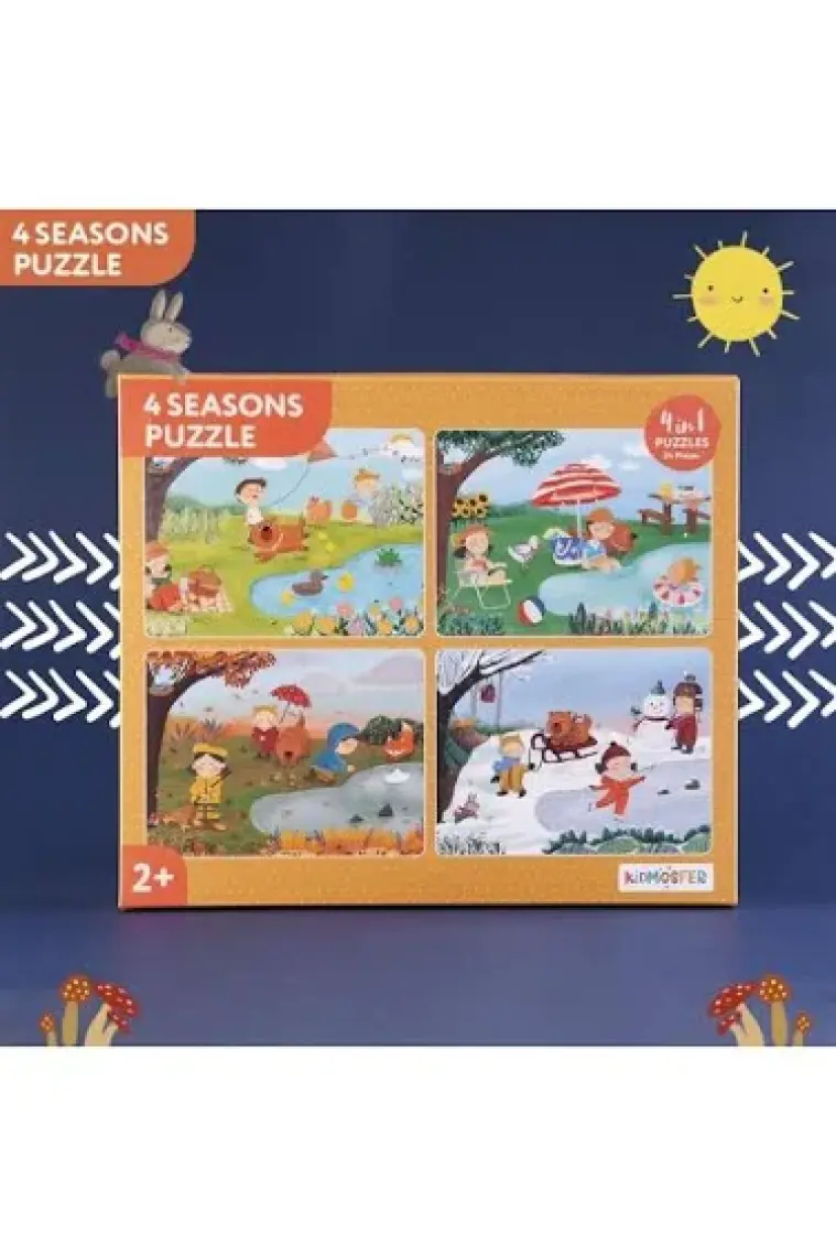 2 Yaş Üzeri Çocuklar Için Eğitici Ve Öğretici Puzzle 24 Parça Yapboz - 4 Mevsim 4'ü 1 Arada
