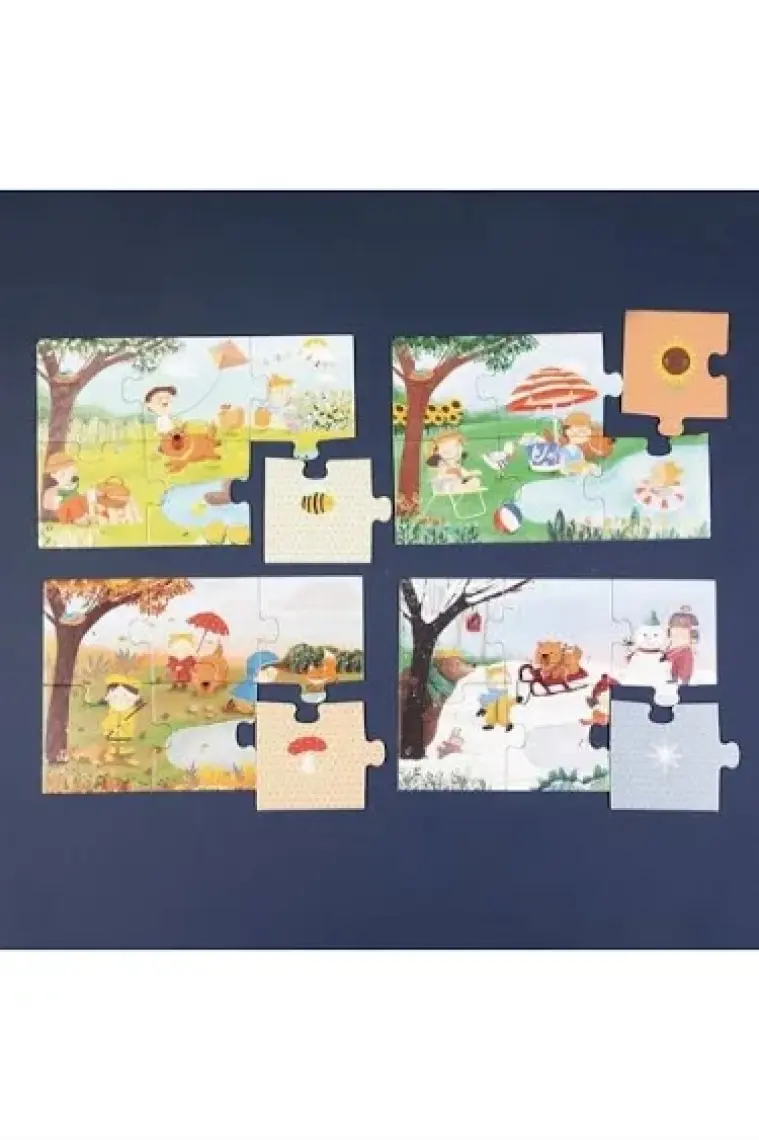 2 Yaş Üzeri Çocuklar Için Eğitici Ve Öğretici Puzzle 24 Parça Yapboz - 4 Mevsim 4'ü 1 Arada