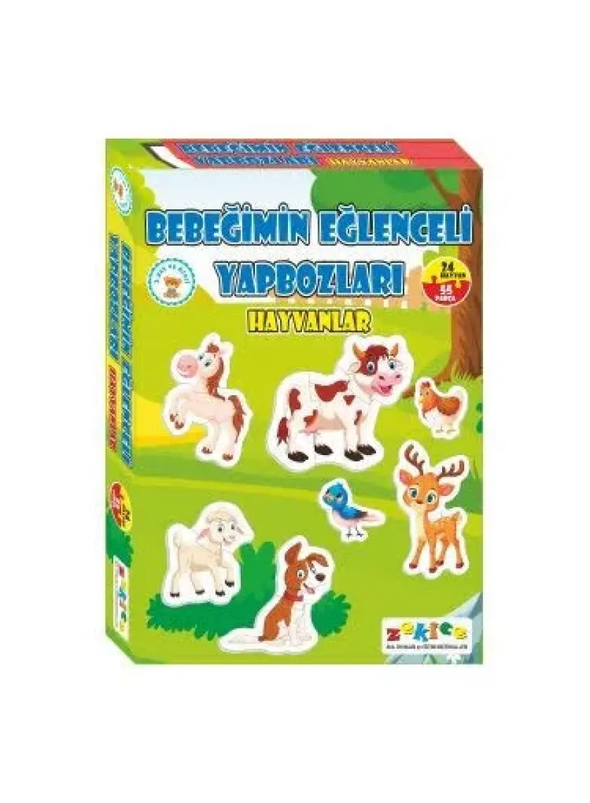 Zekice Baby Puzzle Bebeğimin Eğlenceli Yapbozları 24 Hayvan 55 Parça (Ekstra Parçalarla Sizlerle)