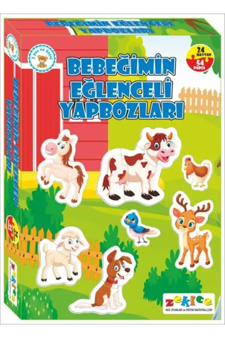 Zekice Baby Puzzle Bebeğimin Eğlenceli Yapbozları 24 Hayvan 55 Parça (Ekstra Parçalarla Sizlerle)