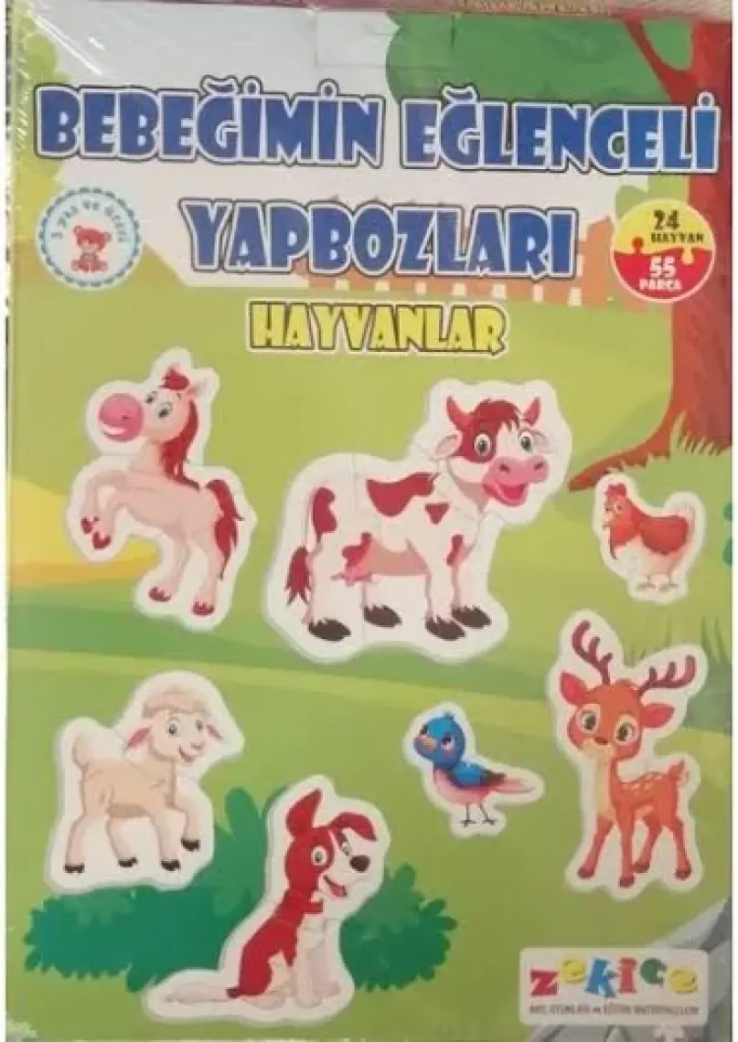 Zekice Baby Puzzle Bebeğimin Eğlenceli Yapbozları 24 Hayvan 55 Parça (Ekstra Parçalarla Sizlerle)
