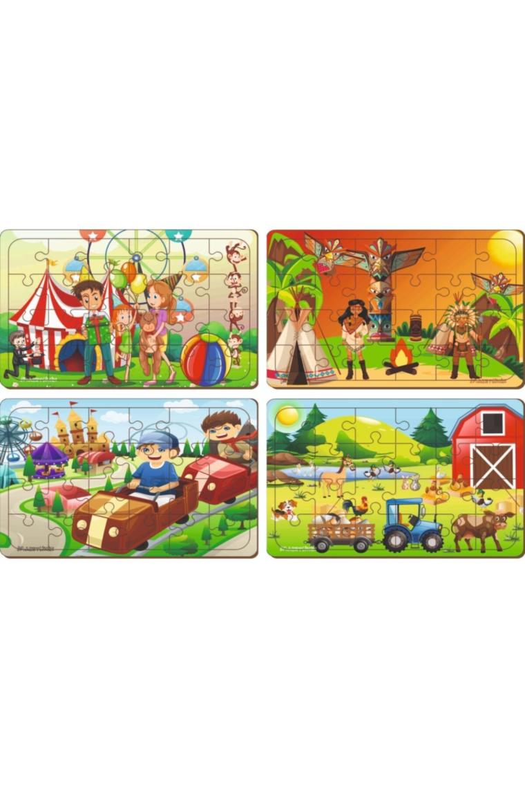 Maketçiniz 4 Adet 24 Parça Ahşap Puzzle Yapboz Set-8
