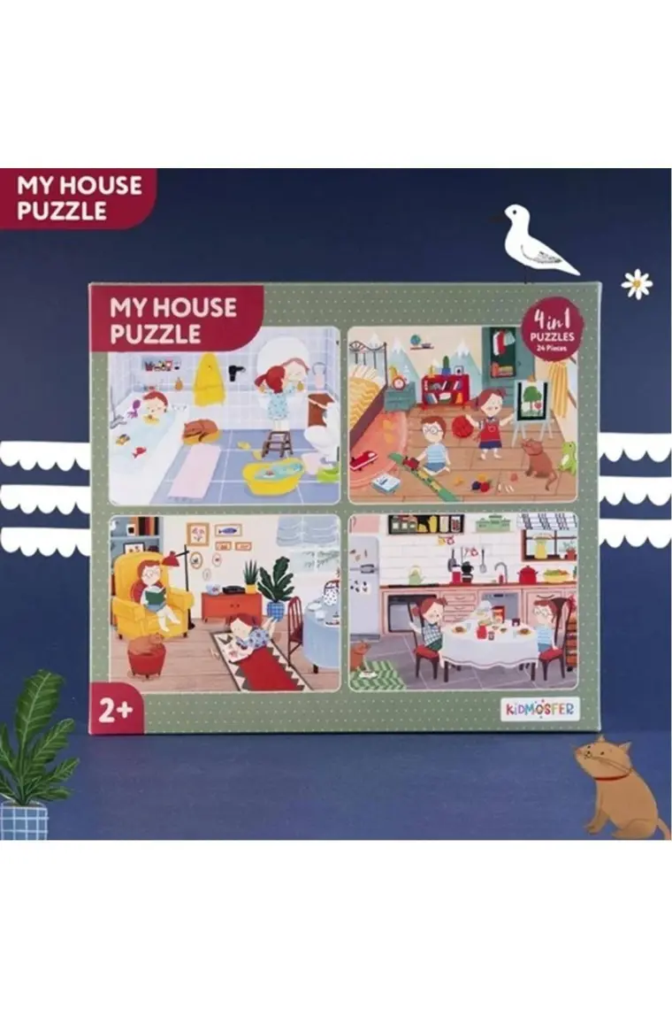 2 Yaş Üzeri Çocuklar Için Eğitici Ve Öğretici Puzzle 24 Parça Yapboz - My House Evin Bölümleri