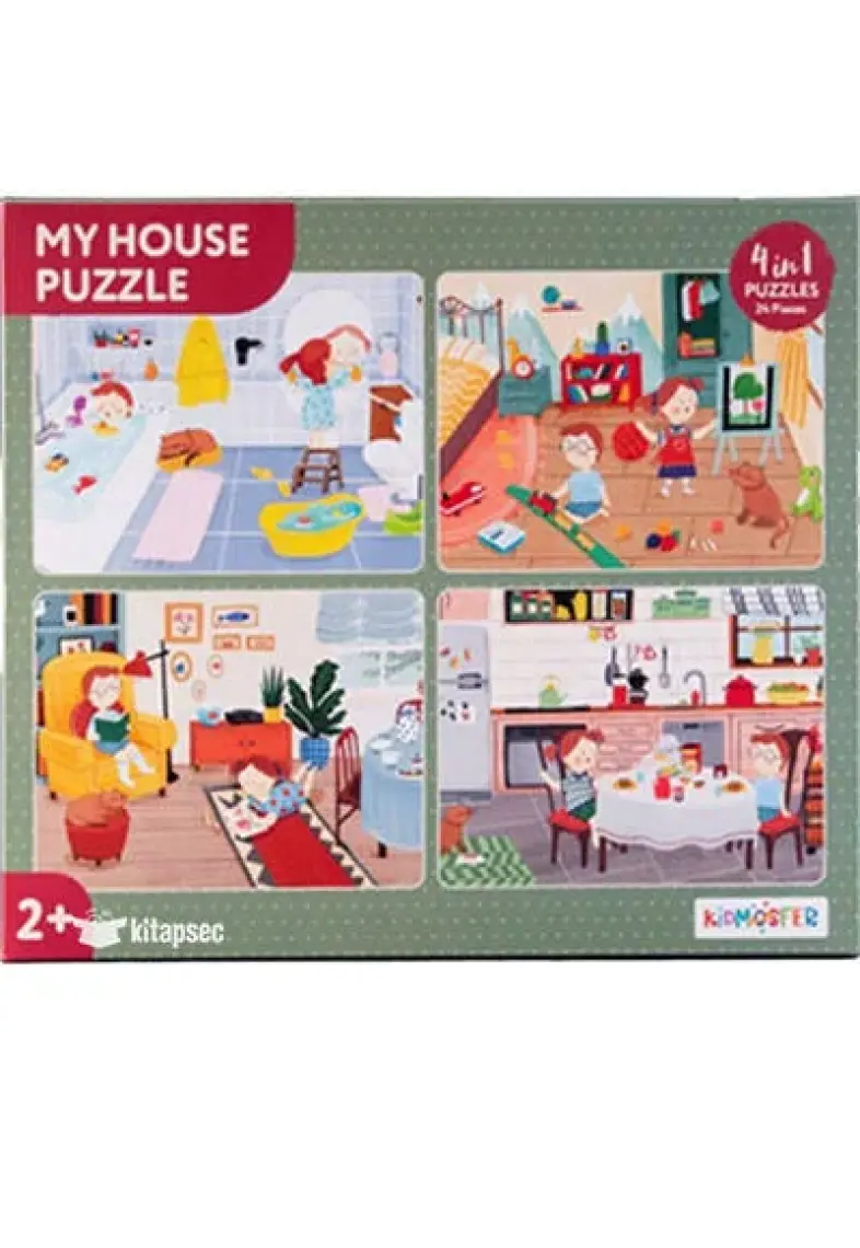 2 Yaş Üzeri Çocuklar Için Eğitici Ve Öğretici Puzzle 24 Parça Yapboz - My House Evin Bölümleri