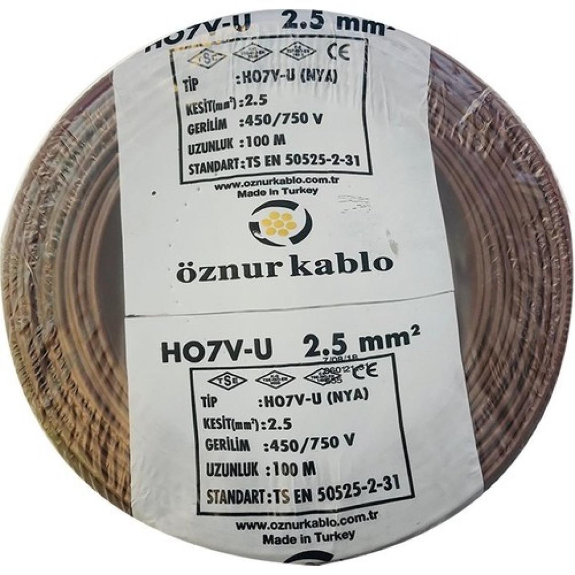 Öznur 2,5 mm Nya Kablo - 100 Metre Kahverengi