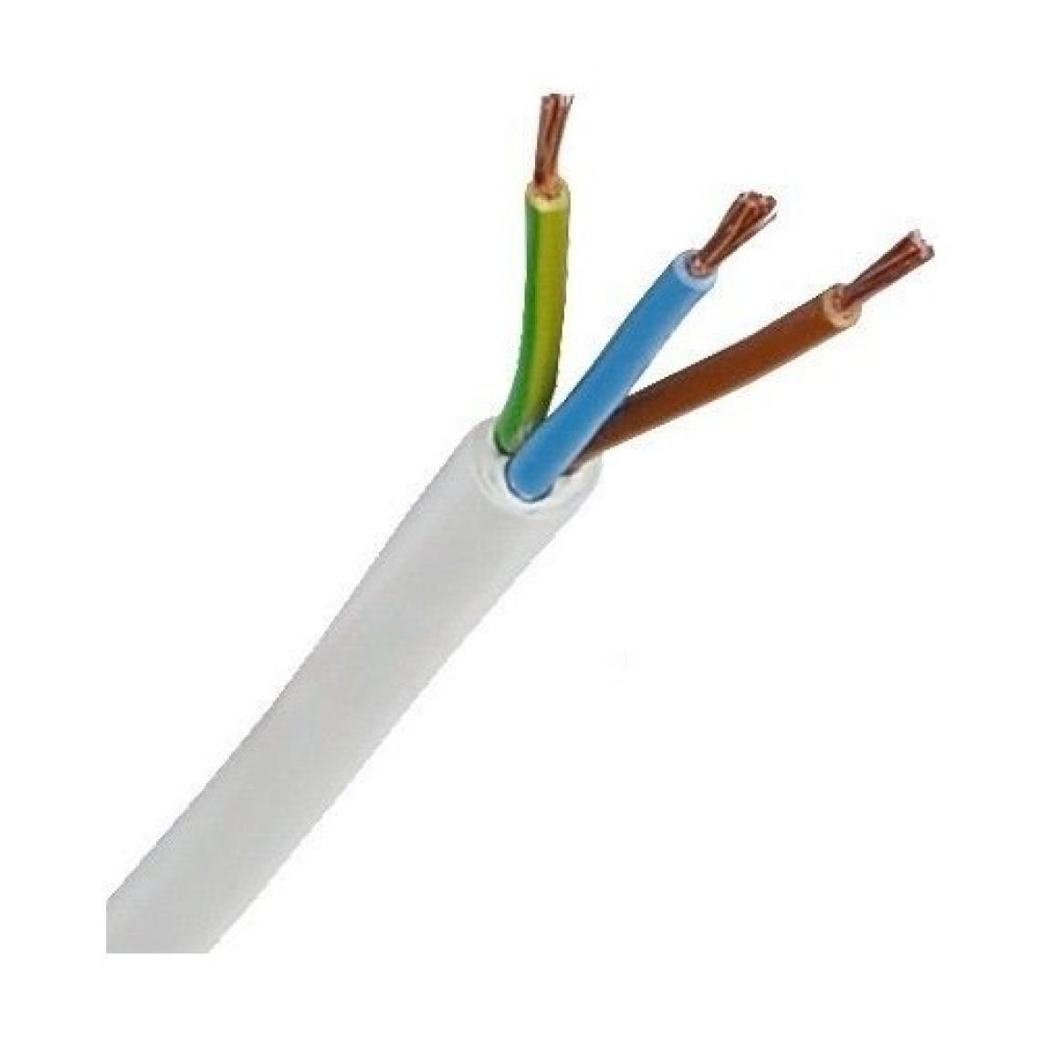3x1.5 Ttr Topraklı Kablo Tam Bakır Kablo Beyaz 5 Metre