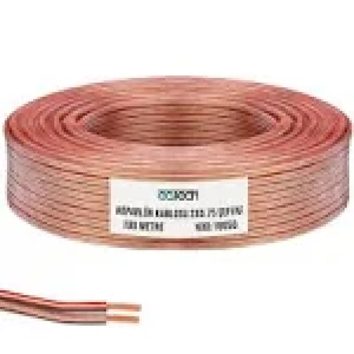 Cable Cable 100 Metre Hoparlör Elektrik ve Ses Kablosu Şeffaf Kordon 2x0.75