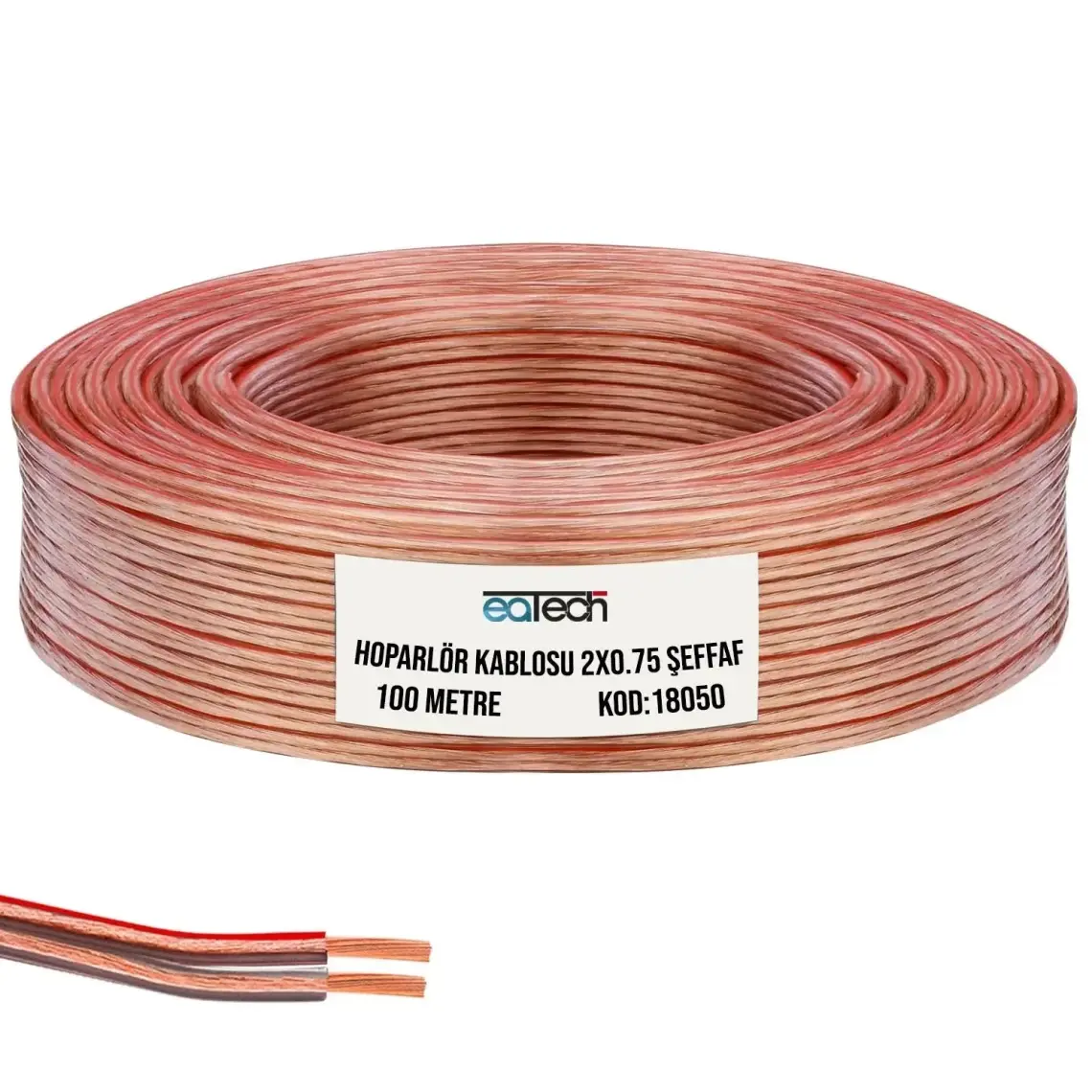 Cable Cable 100 Metre Hoparlör Elektrik ve Ses Kablosu Şeffaf Kordon 2x0.75