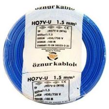Öznur 1,5 Mm2 Nya Kablo Tek Damar Mavi Kablo 100M