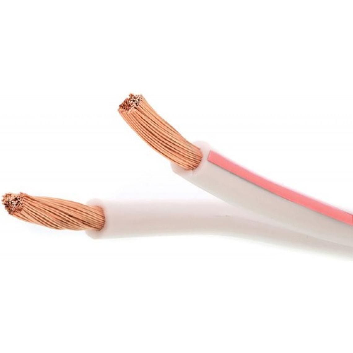 Alkan Kablo 2 x 0.75 mm Bitişik Yassı Kordon Hoparlör Kablosu Tam Bakır H03VH-H Beyaz Renk 30 Metre