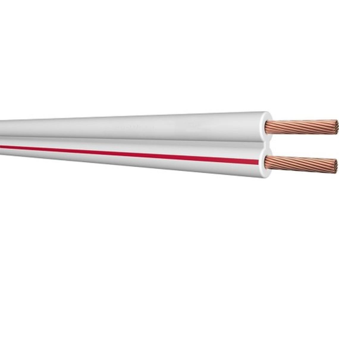 Alkan Kablo 2 x 0.75 mm Bitişik Yassı Kordon Hoparlör Kablosu Tam Bakır H03VH-H Beyaz Renk 30 Metre