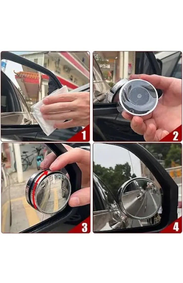 Vantuzlu Oto Kör Nokta Aynası Ayarlanabilir Tak-Çıkar Dönerli Prizmatik 360 Derece Krom Çerçeveli